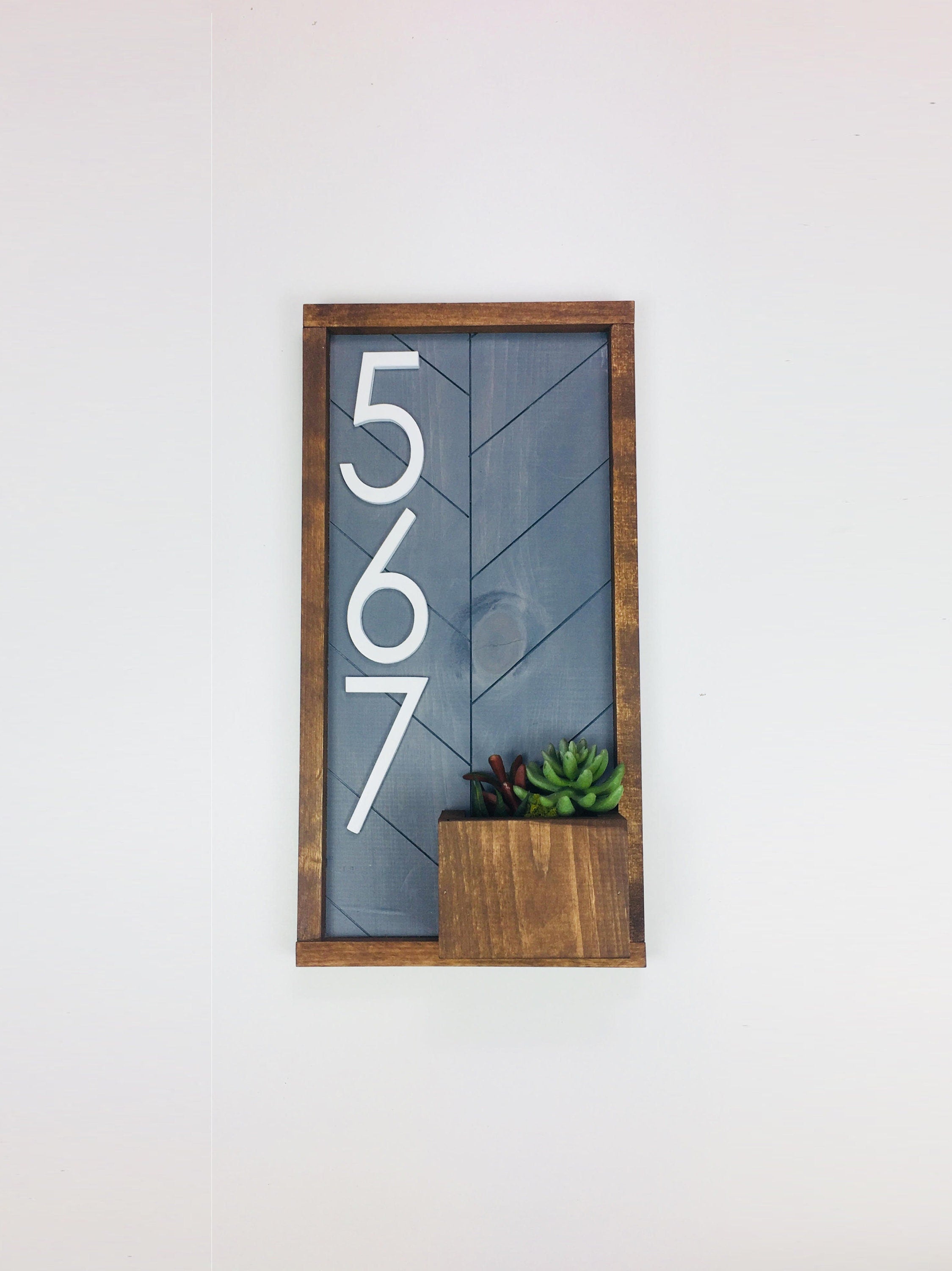 Cresswell Address Sign Vertical Address Plaque with Planter, Modern House Numbers for Outside Home, Large Address Numbers Sign for House