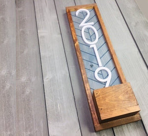 Fairview Personalized Vertical Address Planter | Rustic Housewarming Decor | Real Estate Gift