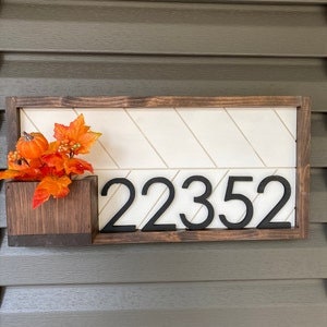 Weston Housewarming Idea: Address Sign with Planter - Contemporary Address Plaque for Modern Homes - Custom House Numbers