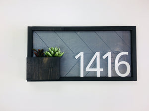 Weston Housewarming Idea: Address Sign with Planter - Contemporary Address Plaque for Modern Homes - Custom House Numbers