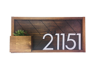 Weston Housewarming Idea: Address Sign with Planter - Contemporary Address Plaque for Modern Homes - Custom House Numbers