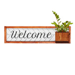 Pennfield Farmhouse Welcome Plaque with Planter - Front Porch Sign and Summer Door Sign