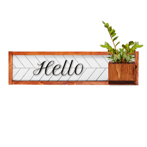 Pennfield Farmhouse Welcome Plaque with Planter - Front Porch Sign and Summer Door Sign