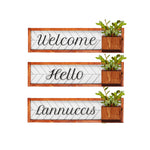 Pennfield Farmhouse Welcome Plaque with Planter - Front Porch Sign and Summer Door Sign