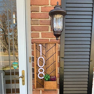 Cresswell Planter House Number Sign, Stunning Vertical Address Sign with a Built-in Wood Address Sign Planter, Unique Succulent Planter