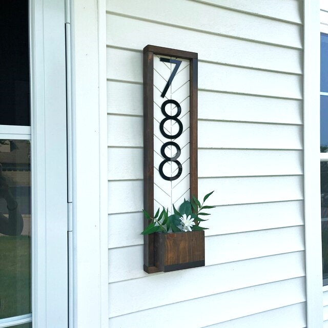 Fairview House Numbers, Address Sign, Housewarming Gift, Address Plaque, House Numbers Vertical, House Number Sign with Planter,Address Sign