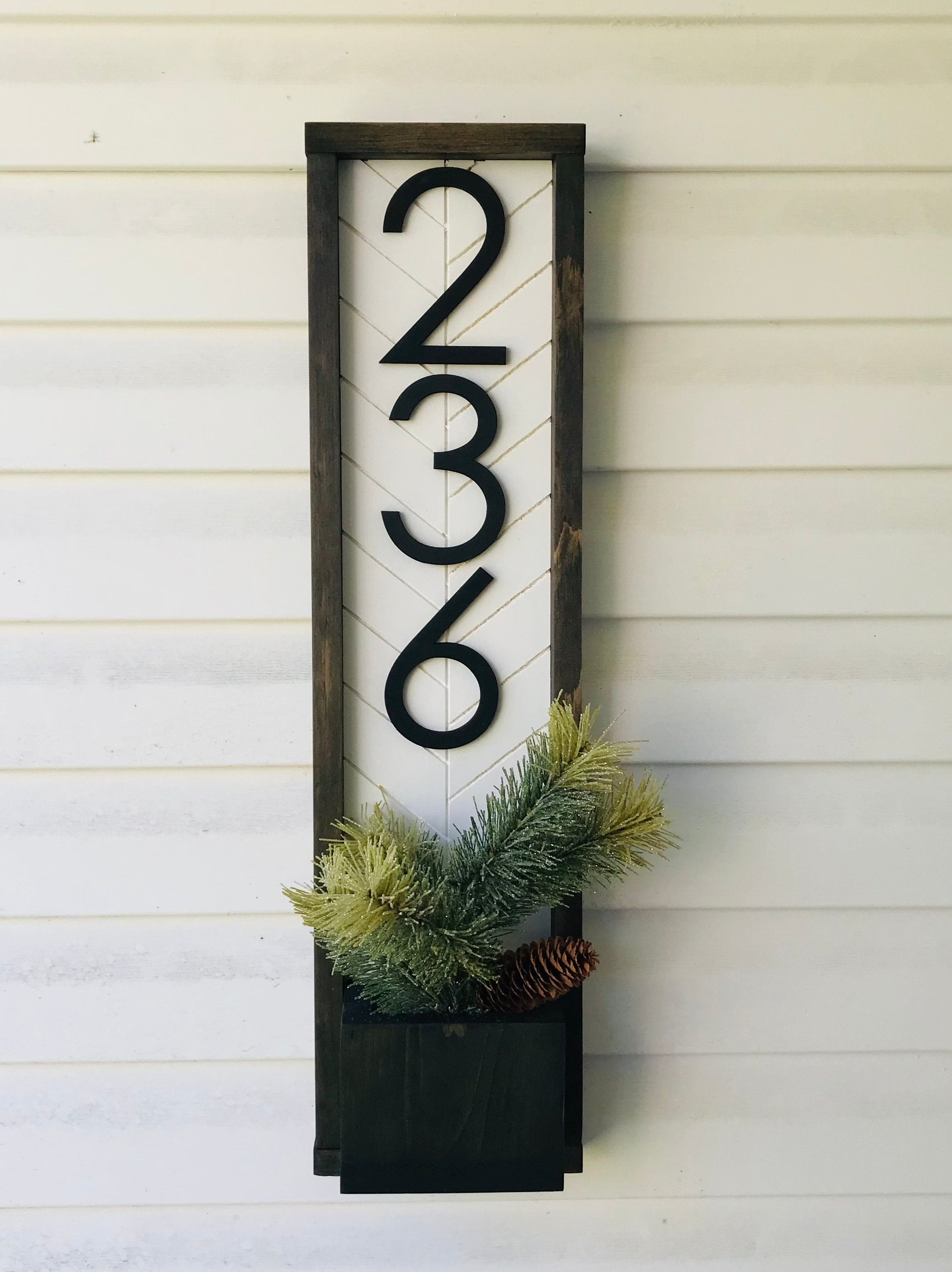 Fairview Modern House Number Sign and Address Plaque - Fairview Vertical Address Sign Planter - Personalized Numbers - Perfect Home Decor