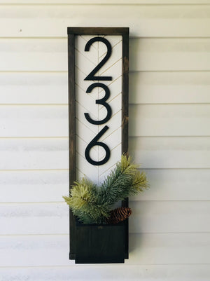 Fairview Personalized Vertical Address Planter | Rustic Housewarming Decor | Real Estate Gift