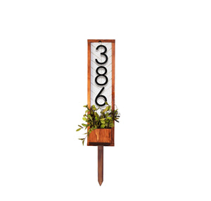 Providence Custom House Number Sign and Planter Stake, Fairview Design for a Beautiful Outdoor Display Personalized Address Plaque