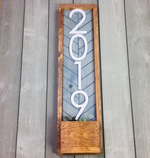 Fairview Vintage Style Hanging Planter with Custom House Numbers - Personalized Front Porch Decor