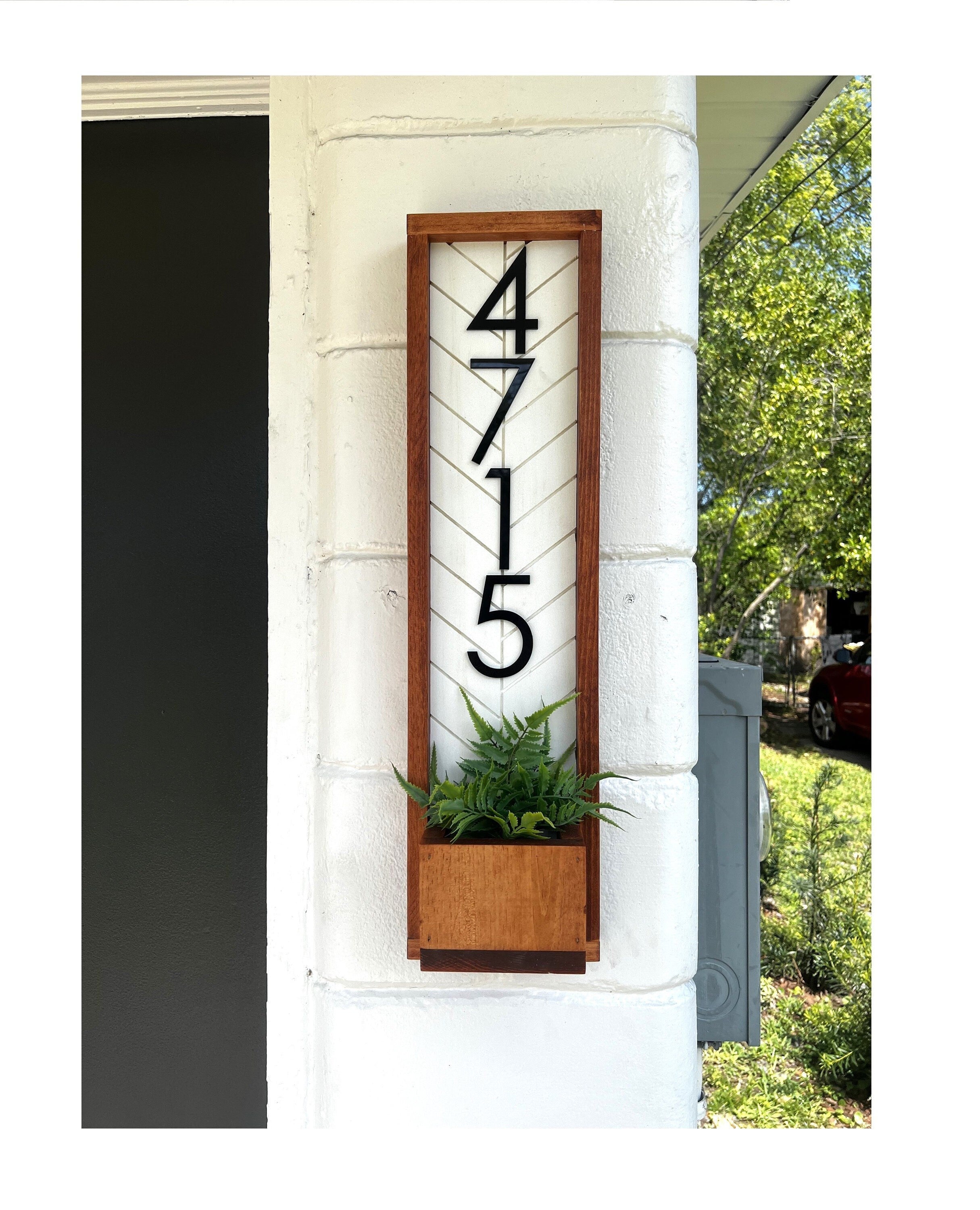 Fairview modern vertical house numbers, custom address plaque for airbnb, apartments, stylish house number sign, vertical address plaque