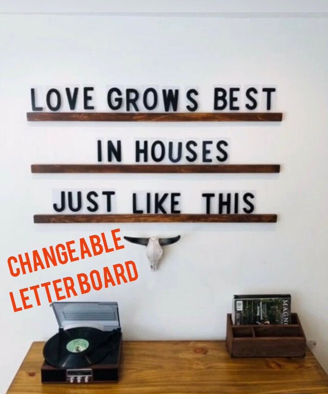 Xl letterboard statement shelves, 4in letters, 5 finish options, hardware included, letter ledges, floating letter shelves, free shipping