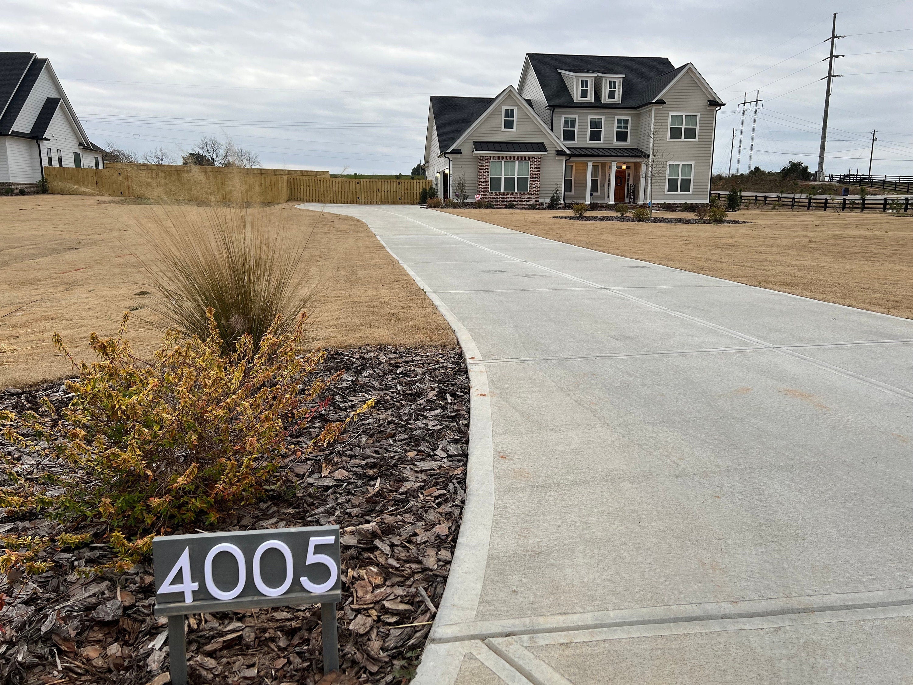 Benson Modern House Numbers for Outside - Large Personalized Lawn Address Sign with Stakes