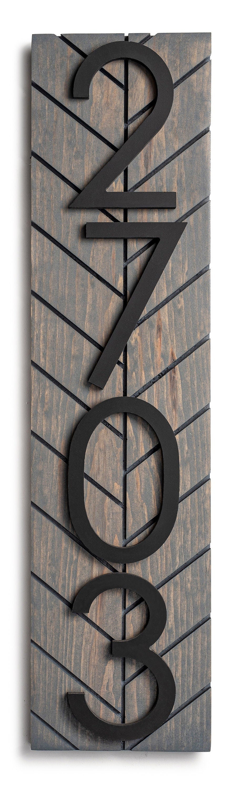 Chesapeake Black Large Outdoor Address Number Sign - Modern Personalized Address Plaque for Outside